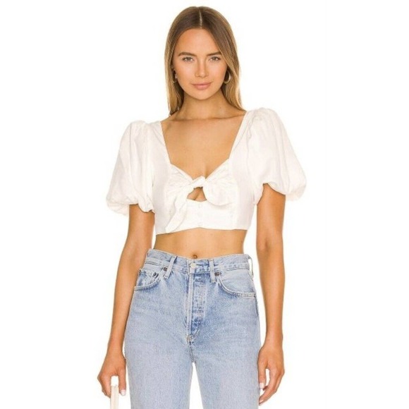 For Love And Lemons Jessie Crop Top in White Womens Size Small NWT $145 - Picture 1 of 16